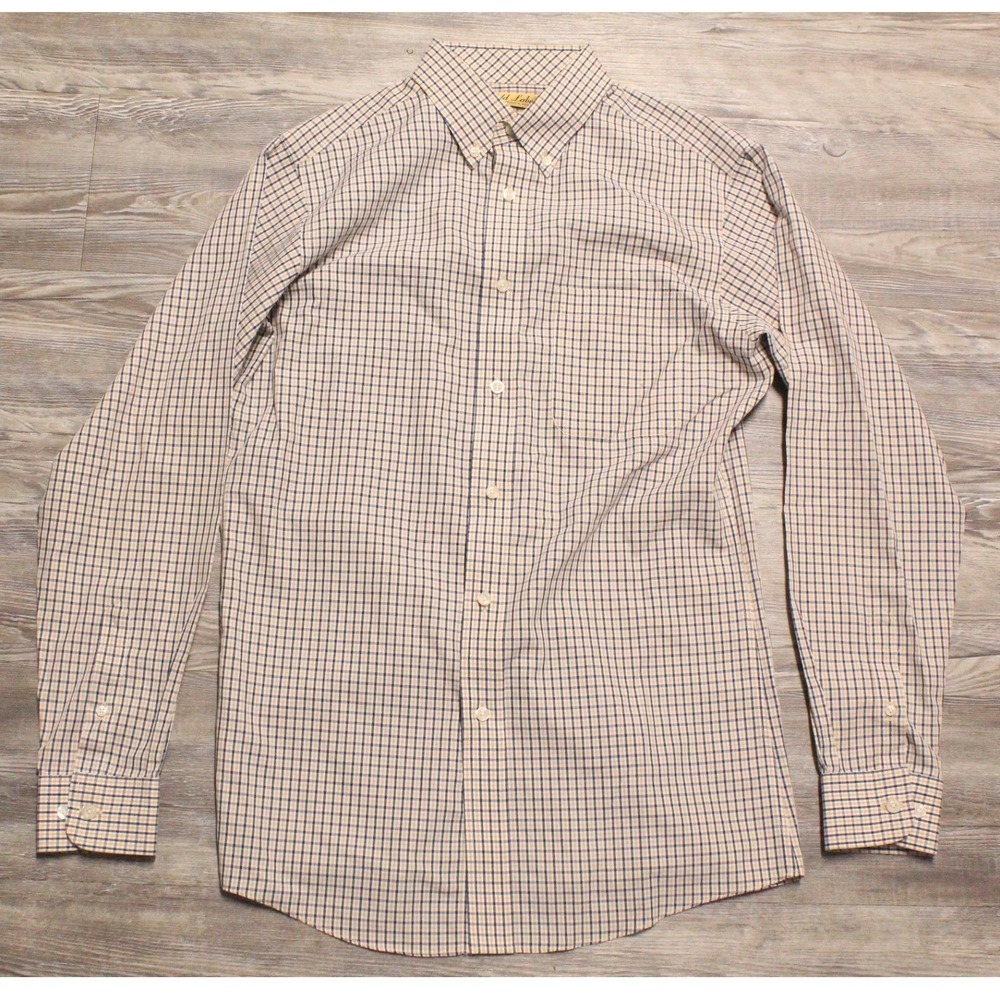 Roundtree & Yorke Gold Label Slim Fit Tattersall Check Button Down Shirt Mens M
